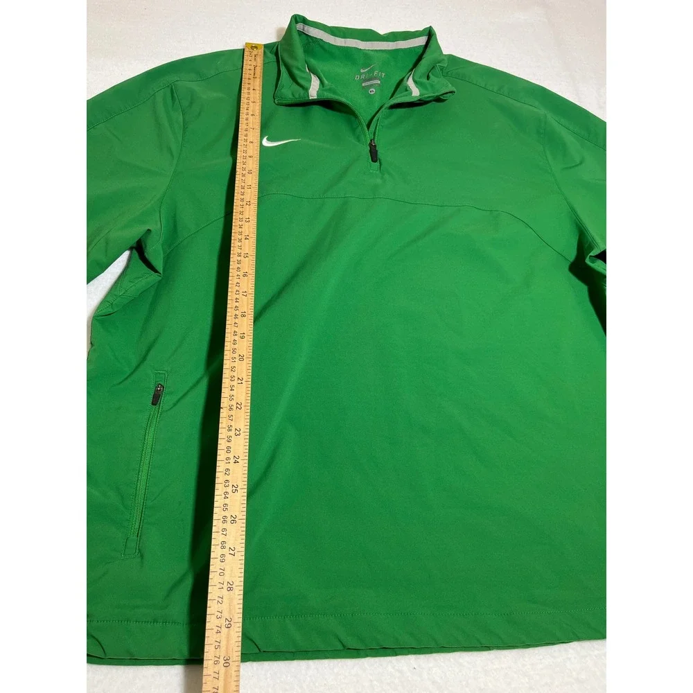 Nike Dri-Fit Mens XL Green Quarter Zip Short Sleeve Windbreaker Pullover Jacket